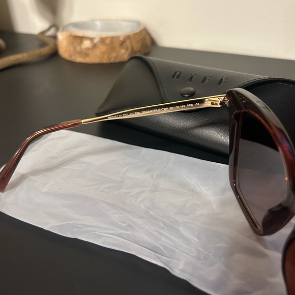 NEW DIFF EYEWEAR BECKY IV DEEP AMBER + TERRACOTTA CAT EYE POLARIZED SUNGLASSES - Picture 5 of 7